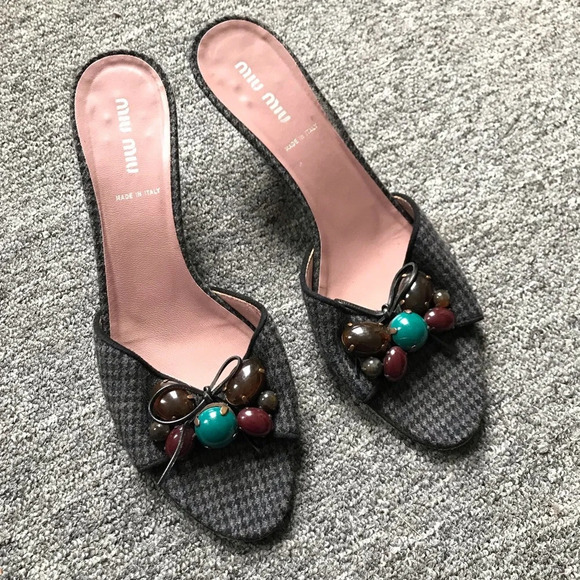 90s Rare Miu Miu Butterfly Sandals Mules, size 38.5 - Picture 3 of 10